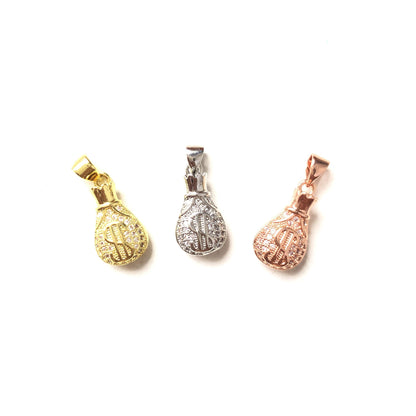 10pcs/lot 18*9mm CZ Paved Dollar Cash Bag Charms CZ Paved Charms Fashion Charms Beads Beyond