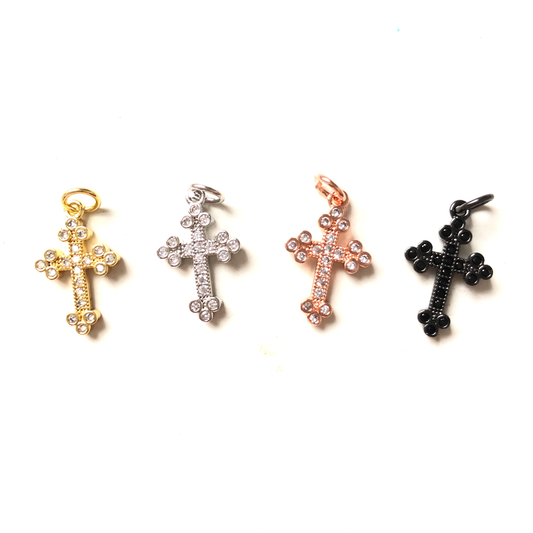 10pcs/lot 18.5*11.5mm CZ Paved Cross Charms Mix Color CZ Paved Charms Crosses Small Sizes Charms Beads Beyond