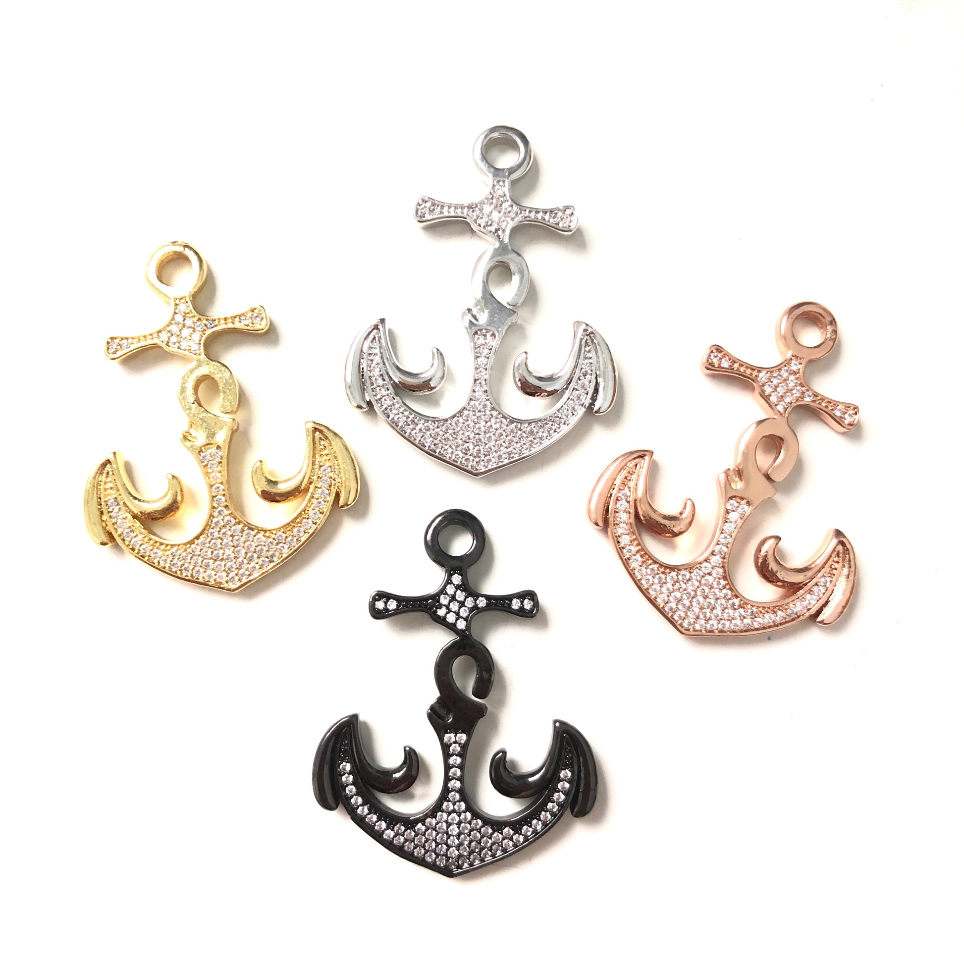 10pcs/lot 40*31mm CZ Paved Anchor Charms CZ Paved Charms Large Sizes Symbols Charms Beads Beyond