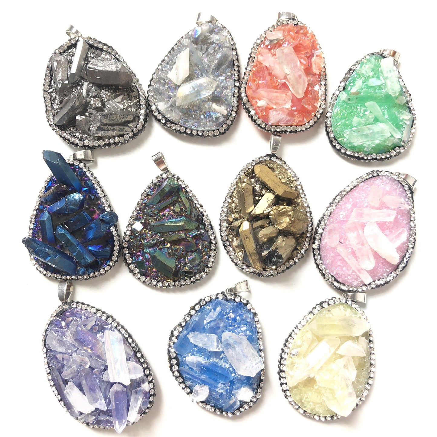 5pcs/lot 44-48mm Water Drop Natural Quartz Charm Mix Colors (Random) Stone Charms Charms Beads Beyond