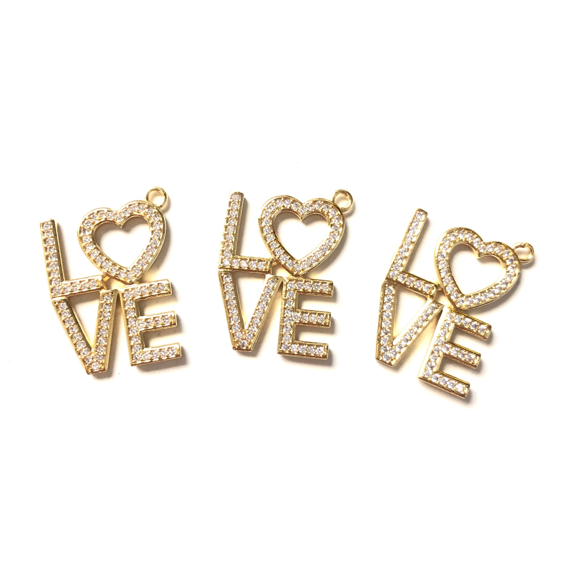 10pcs/lot 25*20mm CZ Paved LOVE Charms Gold CZ Paved Charms Love Letters Words & Quotes Charms Beads Beyond