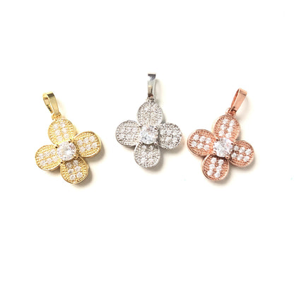 10pcs/lot 17.5mm CZ Paved Flower Charms CZ Paved Charms Flowers Charms Beads Beyond