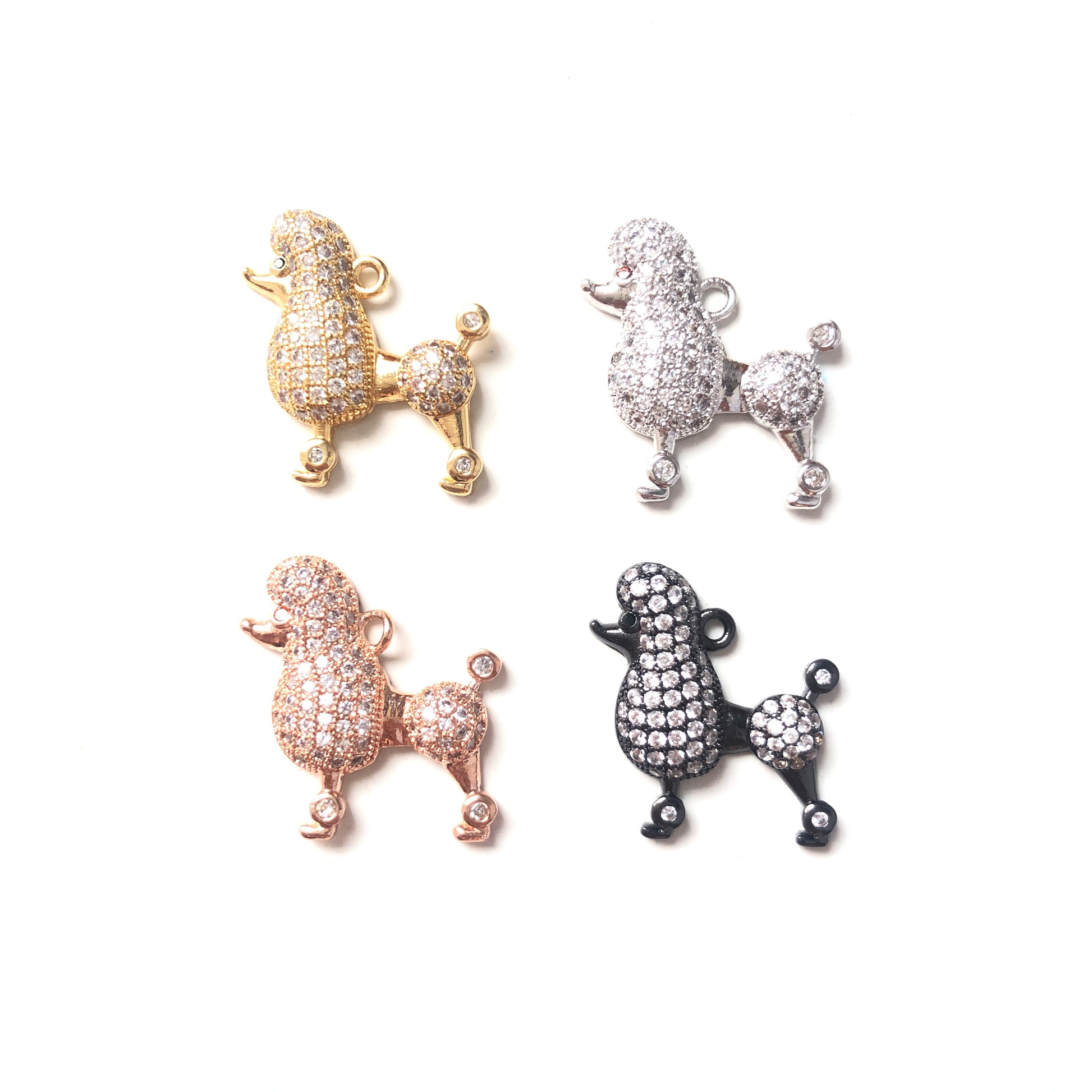 10pcs/lot 19*19mm CZ Paved Poodle Charms CZ Paved Charms Animals & Insects Charms Beads Beyond