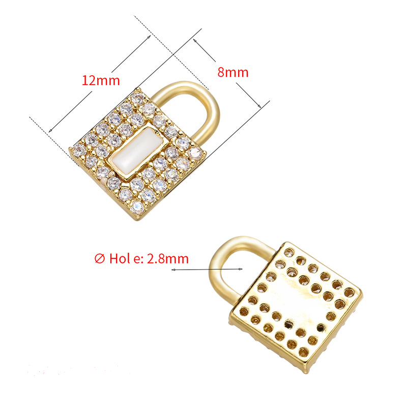 10pcs/lot 12*8mm CZ Paved Lock Charms CZ Paved Charms Keys & Locks Small Sizes Charms Beads Beyond