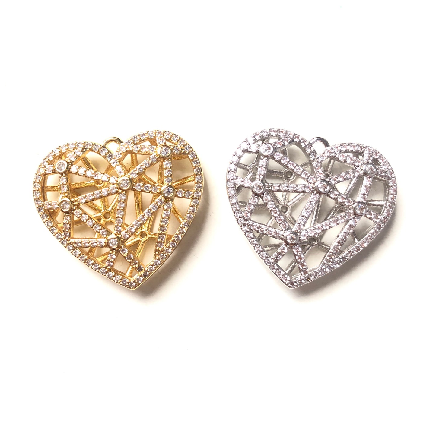 5-10pcs/lot 28.5*26mm CZ Paved Big Size Hollow Heart Charms CZ Paved Charms Hearts Large Sizes Charms Beads Beyond