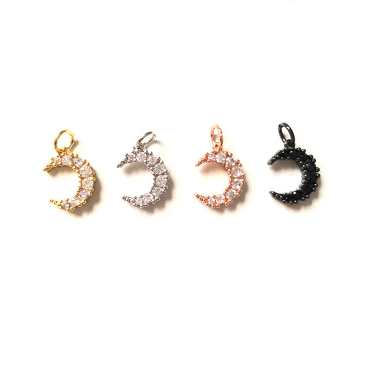 10pcs/lot 10*12.8mm CZ Paved Moon Charms Mix Color CZ Paved Charms Small Sizes Sun Moon Stars Charms Beads Beyond