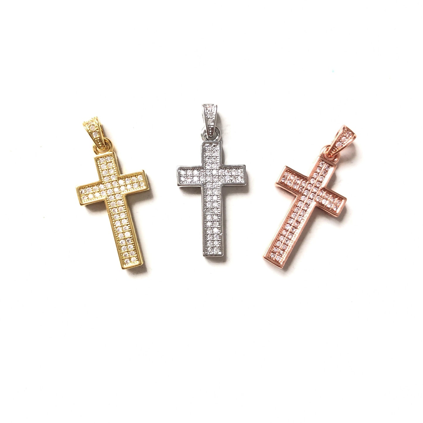 10pcs/lot 25*13mm CZ Paved Cross Charms CZ Paved Charms Crosses Charms Beads Beyond