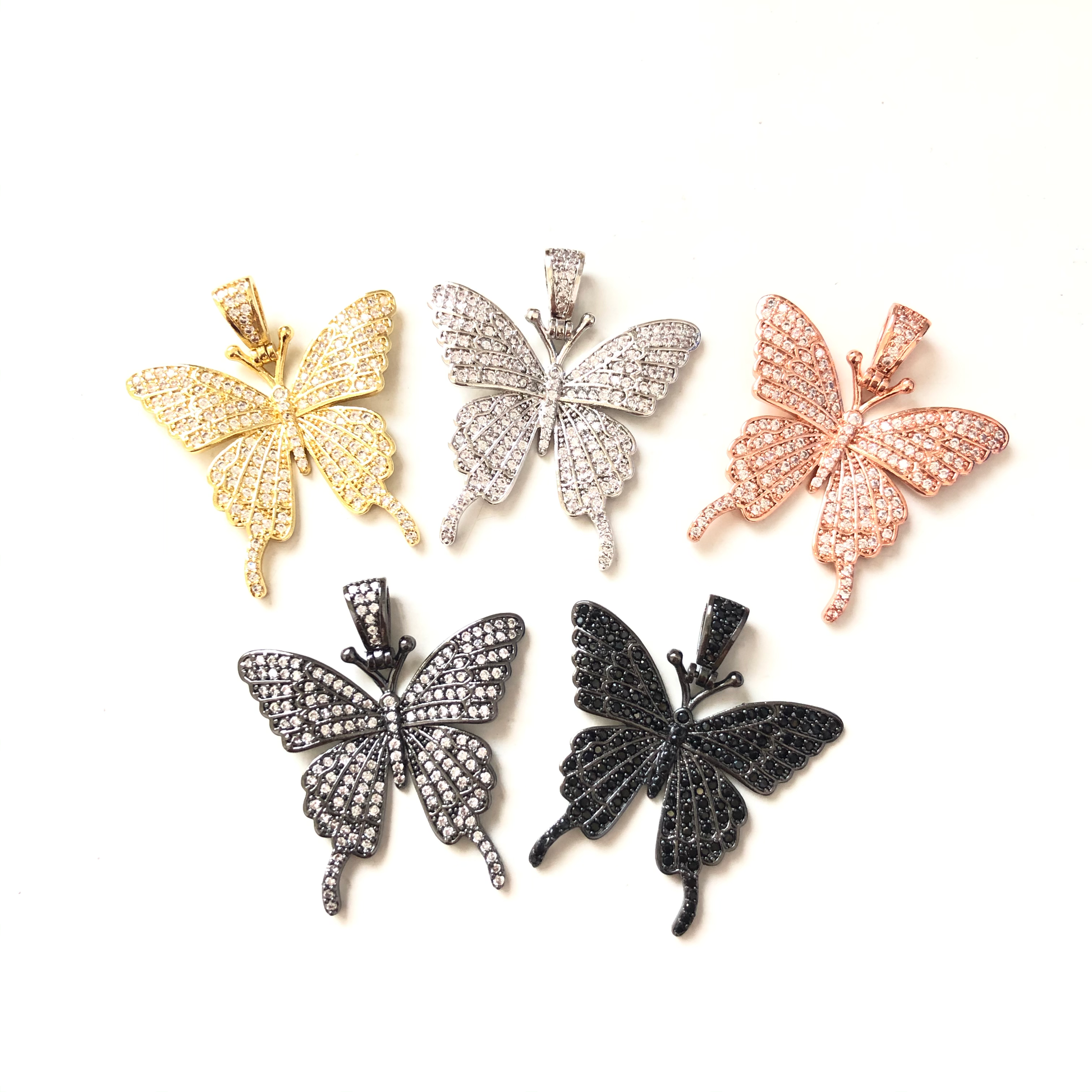 10pcs/lot 35*30mm CZ Paved Butterfly Charms CZ Paved Charms Butterflies Large Sizes Charms Beads Beyond
