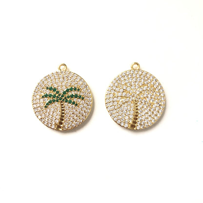 10pcs/lot 25*28mm CZ Paved Coconut Tree Charms CZ Paved Charms Flowers Charms Beads Beyond