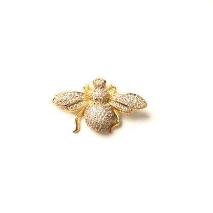 5pcs/lot 35*20mm CZ Paved Queen Bee Charms Gold CZ Paved Charms Large Sizes Charms Beads Beyond