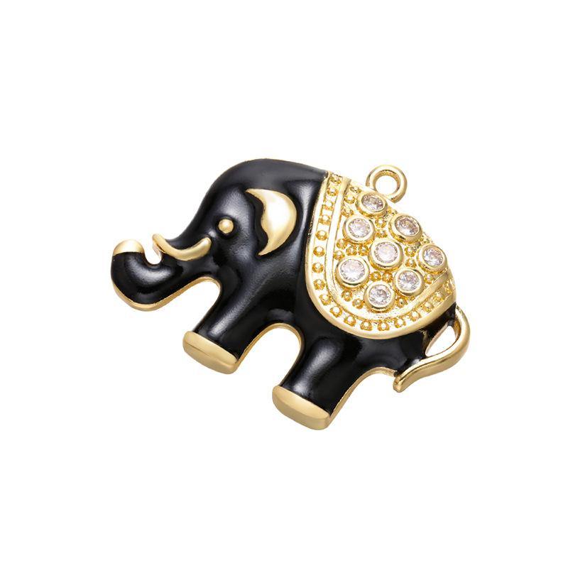 10pcs/lot 32*25mm CZ Paved Black Elephant Charms Gold CZ Paved Charms Animals & Insects Charms Beads Beyond