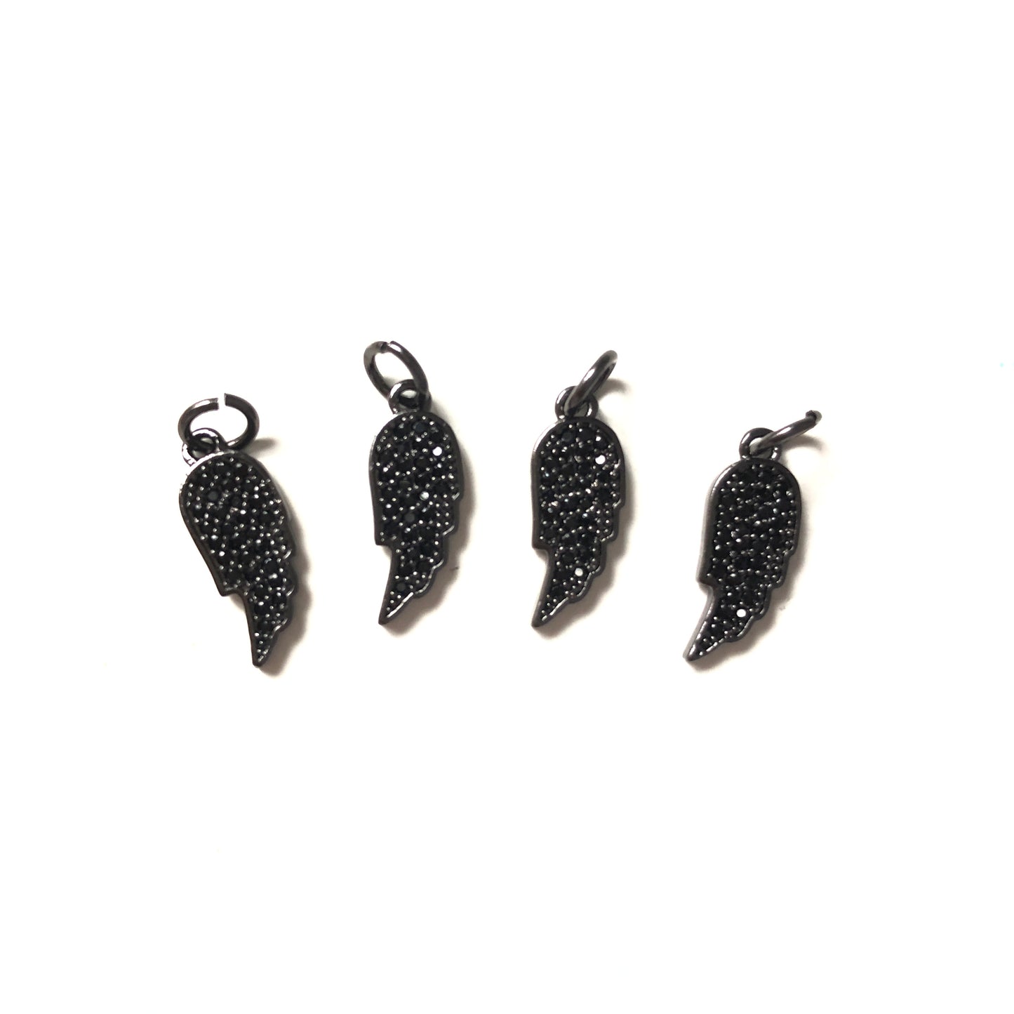 10pcs/lot 15*6mm CZ Paved Wing Charms Black CZ Paved Charms Small Sizes Wings Charms Beads Beyond