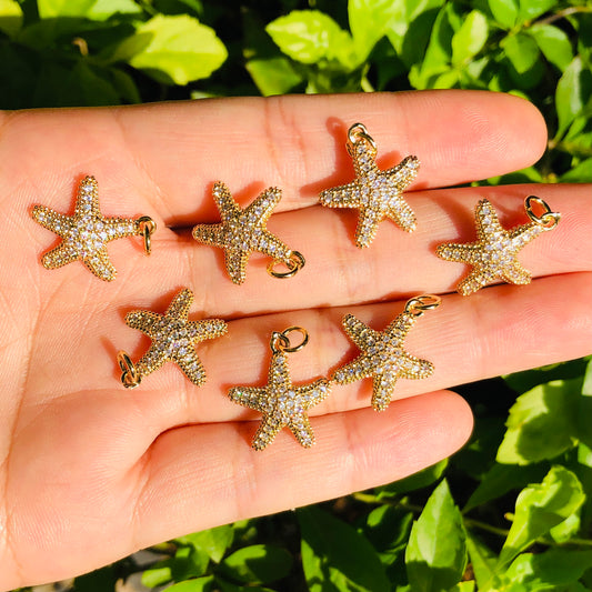10pcs/lot 17.5*15.5mm CZ Paved Starfish Charms CZ Paved Charms Small Sizes Charms Beads Beyond