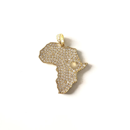 10pcs/lot 35*29mm CZ Paved Love Africa Charms Black History Month Juneteenth Awareness Gold CZ Paved Charms Juneteenth & Black History Month Awareness Maps Charms Beads Beyond