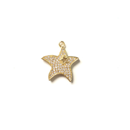 10pcs/lot 21*12mm Clear CZ Paved Star Charms Gold CZ Paved Charms Sun Moon Stars Charms Beads Beyond