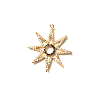 10pcs/lot 35*37mm CZ Paved Star Charms Gold CZ Paved Charms Large Sizes Sun Moon Stars Charms Beads Beyond