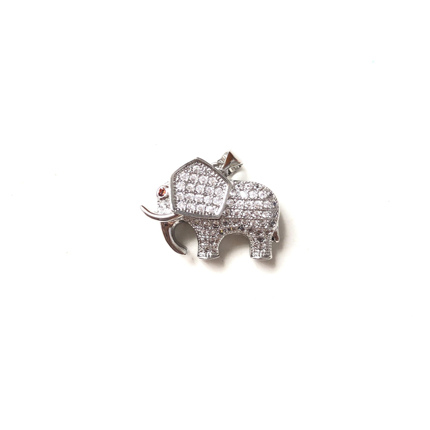 10pcs/lot 22*17mm CZ Paved Elephant Charms Silver CZ Paved Charms Animals & Insects Charms Beads Beyond