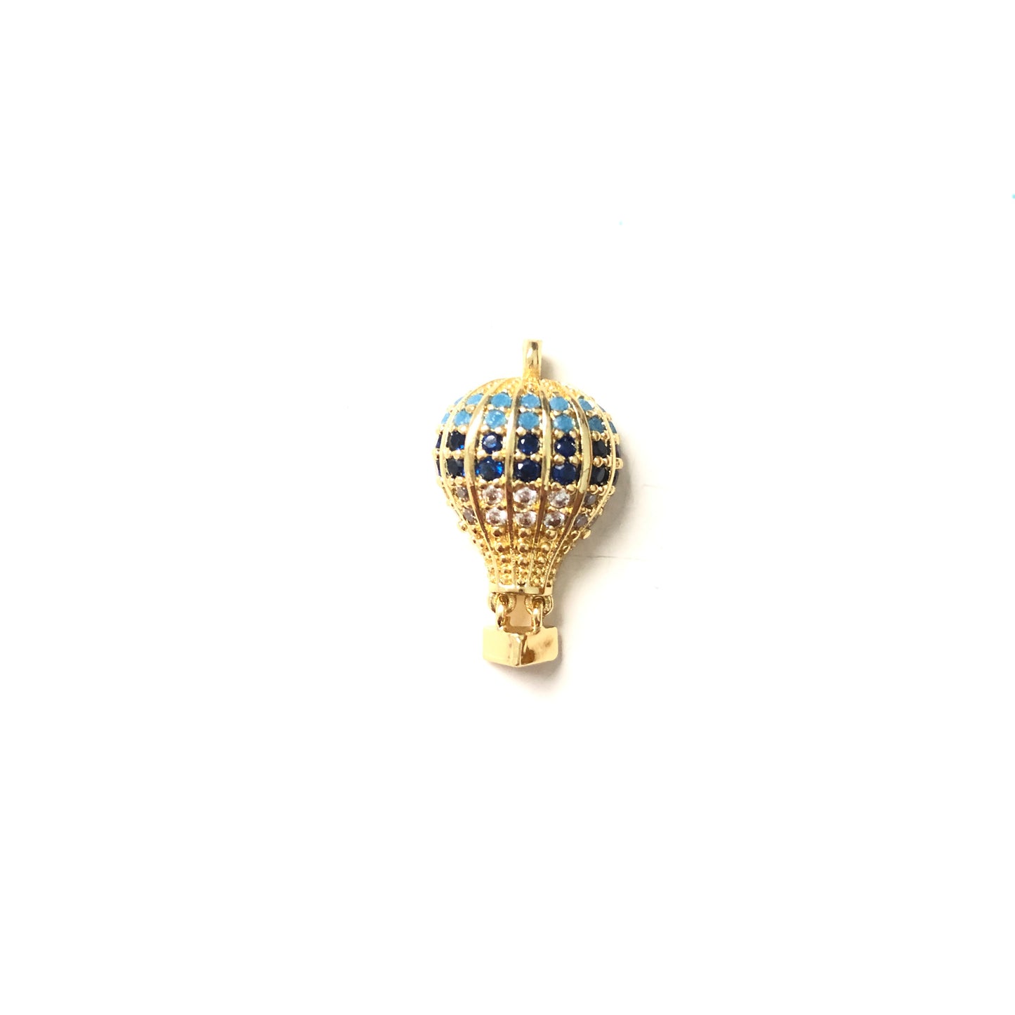 10pcs/lot 23*13mm CZ Paved Hot Air Ballon Charms Blue-Gold CZ Paved Charms Colorful Zirconia Charms Beads Beyond