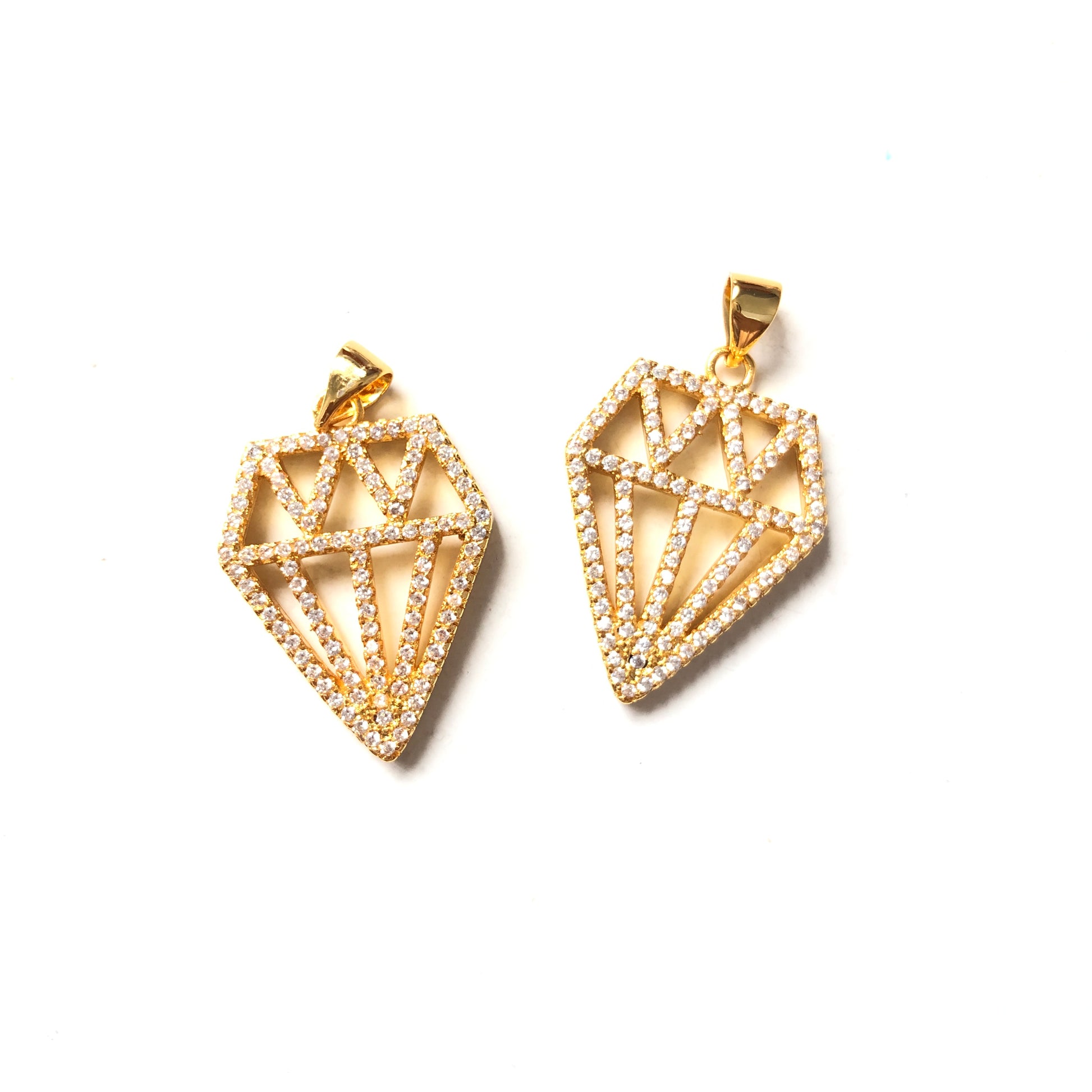 10pcs/lot 25*18mm CZ Paved Diamond Charms Gold CZ Paved Charms Diamond Charms Beads Beyond