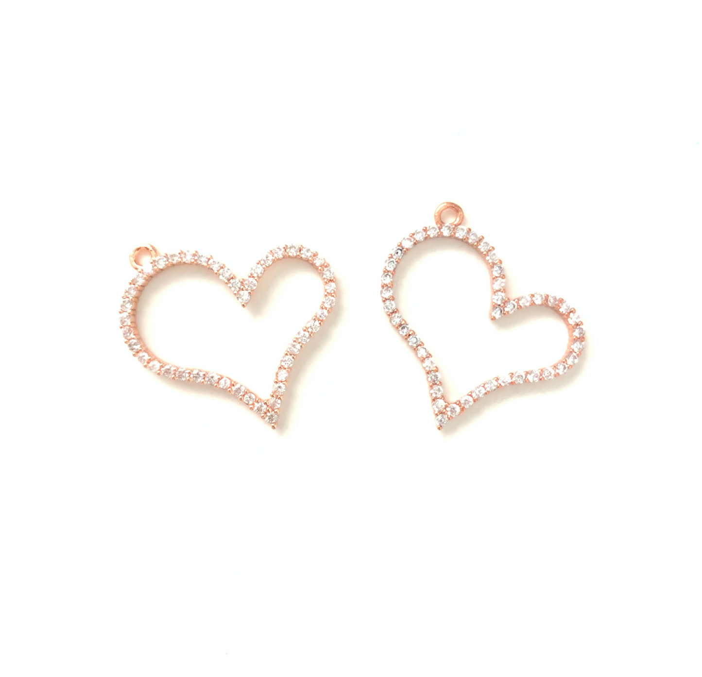 10pcs/lot 25*25mm CZ Paved Heart Charms Rose Gold CZ Paved Charms Hearts On Sale Charms Beads Beyond