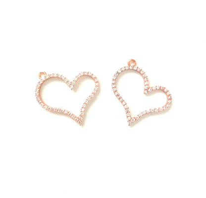 10pcs/lot 25*25mm CZ Paved Heart Charms Rose Gold CZ Paved Charms Hearts On Sale Charms Beads Beyond