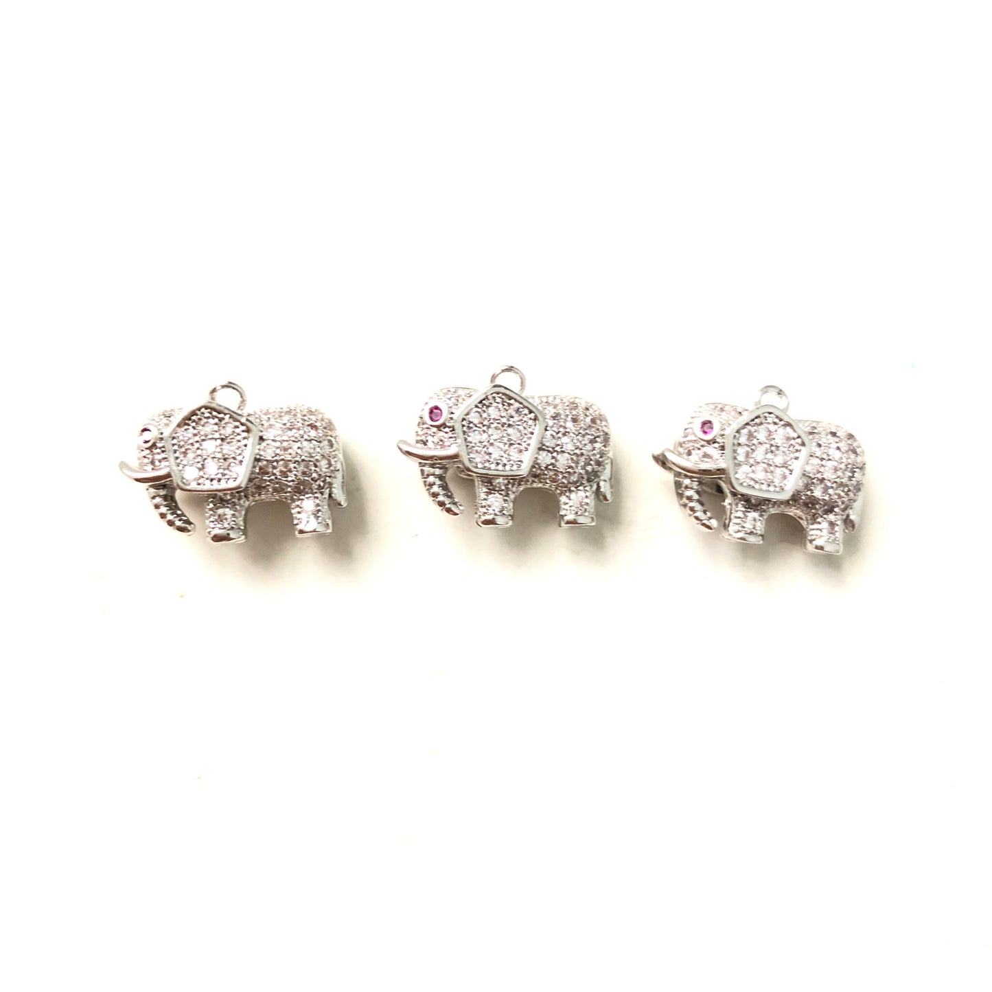 10pcs/lot 15*9mm CZ Paved Elephant Charms Silver CZ Paved Charms Animals & Insects Small Sizes Charms Beads Beyond