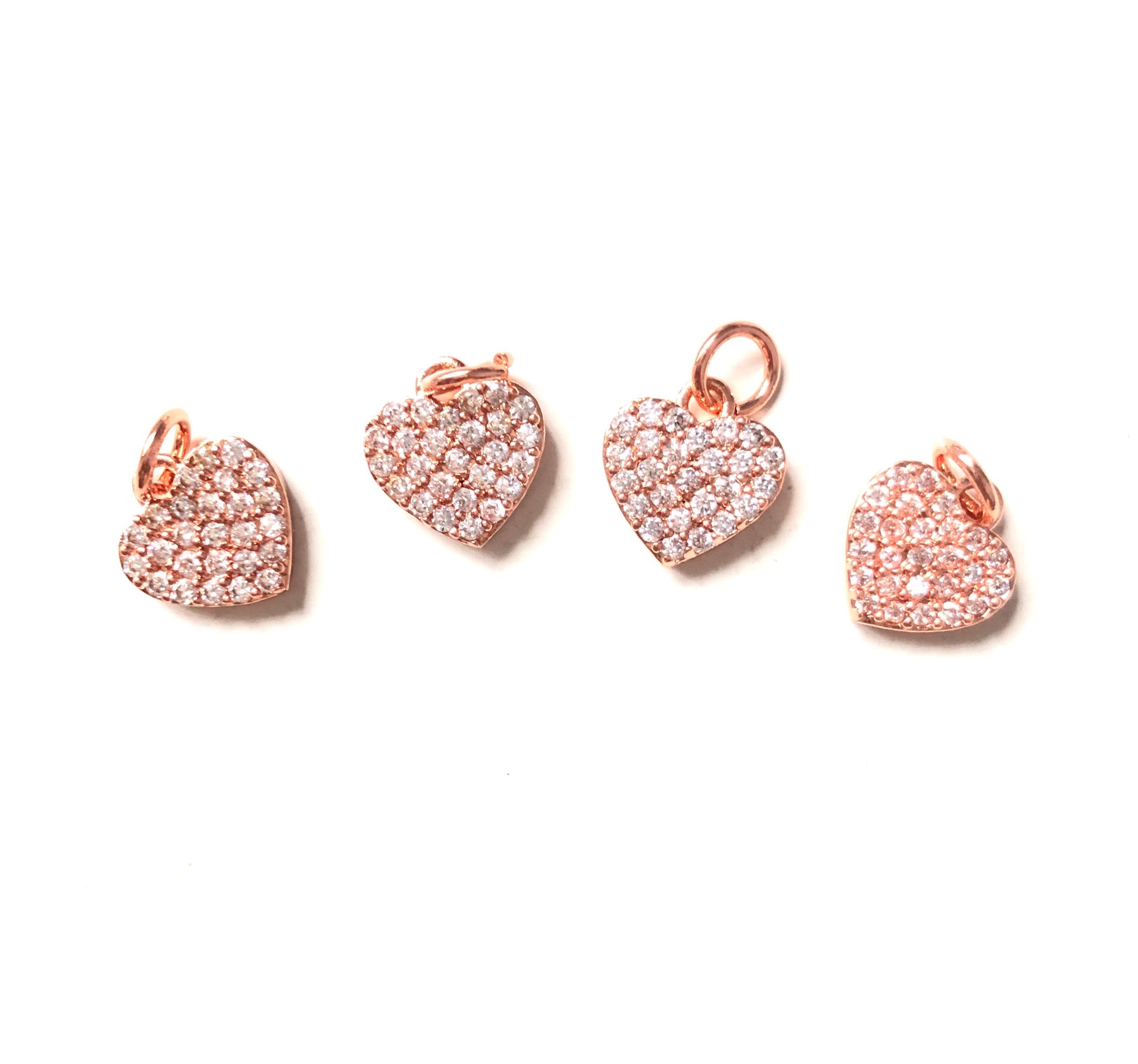 10pcs/lot 10*9.5mm CZ Paved Small Heart Charms Rose Gold CZ Paved Charms Hearts Small Sizes Charms Beads Beyond