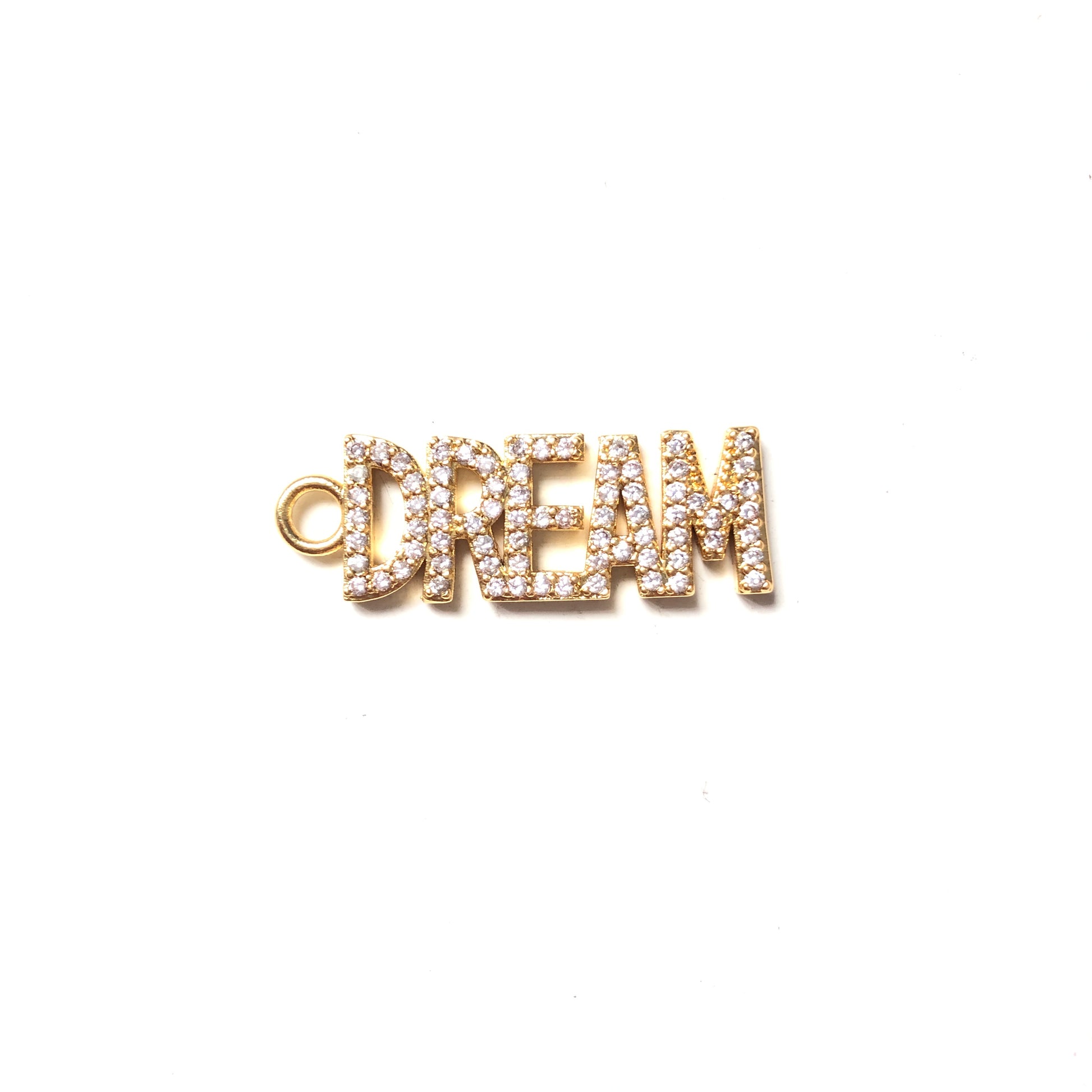 10pcs/lot Gold CZ Paved Letter Charms DREAM-10pcs CZ Paved Charms Love Letters Mother's Day Words & Quotes Charms Beads Beyond