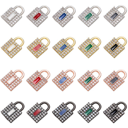 10pcs/lot 12*8mm CZ Paved Lock Charms Mix All Colors CZ Paved Charms Keys & Locks Small Sizes Charms Beads Beyond