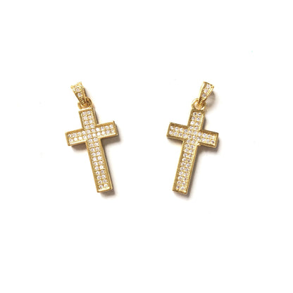 10pcs/lot 25*13mm CZ Paved Cross Charms Gold CZ Paved Charms Crosses Charms Beads Beyond