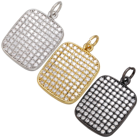 10pcs/lot 23*14mm Full CZ Paved Square Charms Mix 4 Colors CZ Paved Charms Charms Beads Beyond