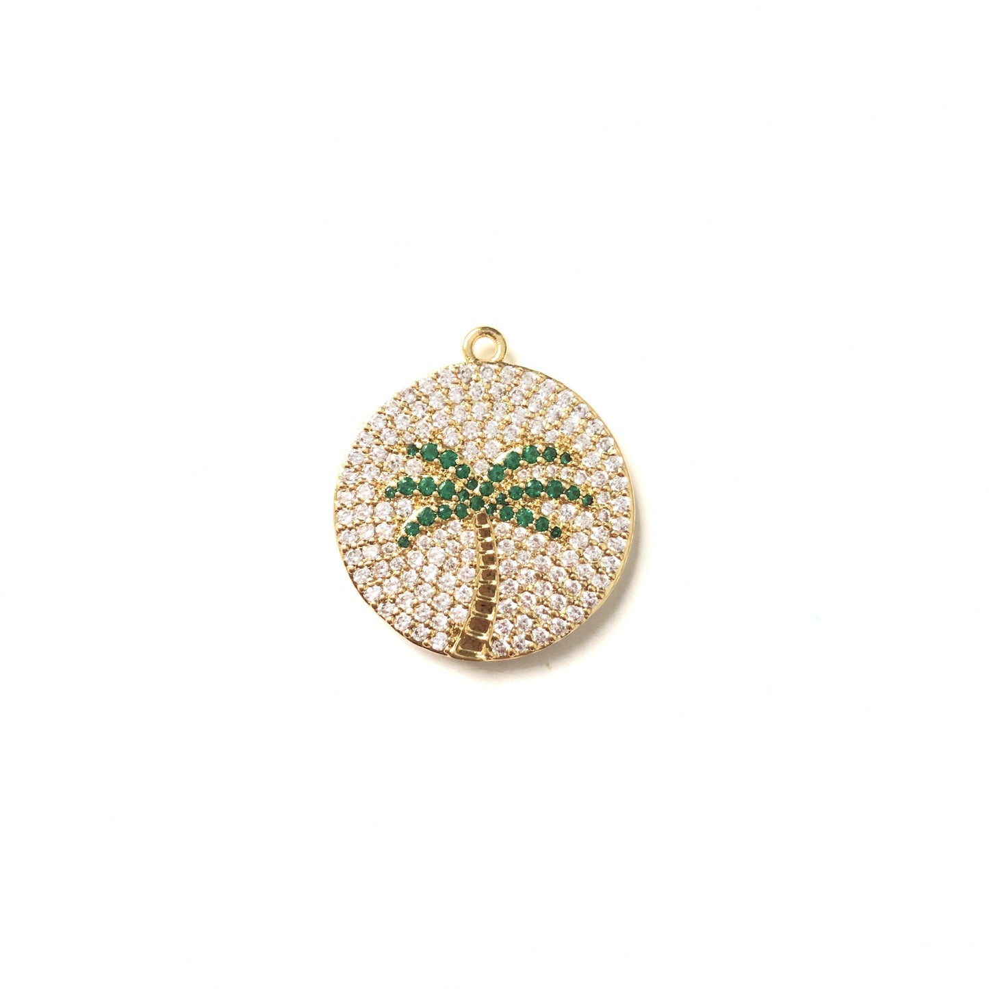 10pcs/lot 25*28mm CZ Paved Coconut Tree Charms Green Tree CZ Paved Charms Flowers Charms Beads Beyond