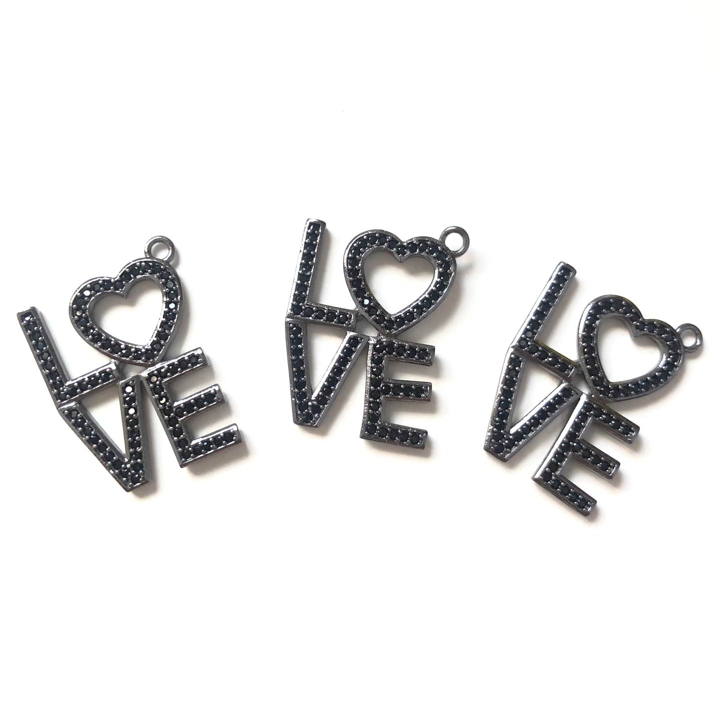 10pcs/lot 25*20mm CZ Paved LOVE Charms Black on Black CZ Paved Charms Love Letters Words & Quotes Charms Beads Beyond