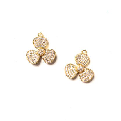 10pcs/lot 18*17mm CZ Paved Flower Charms Gold CZ Paved Charms Flowers On Sale Charms Beads Beyond