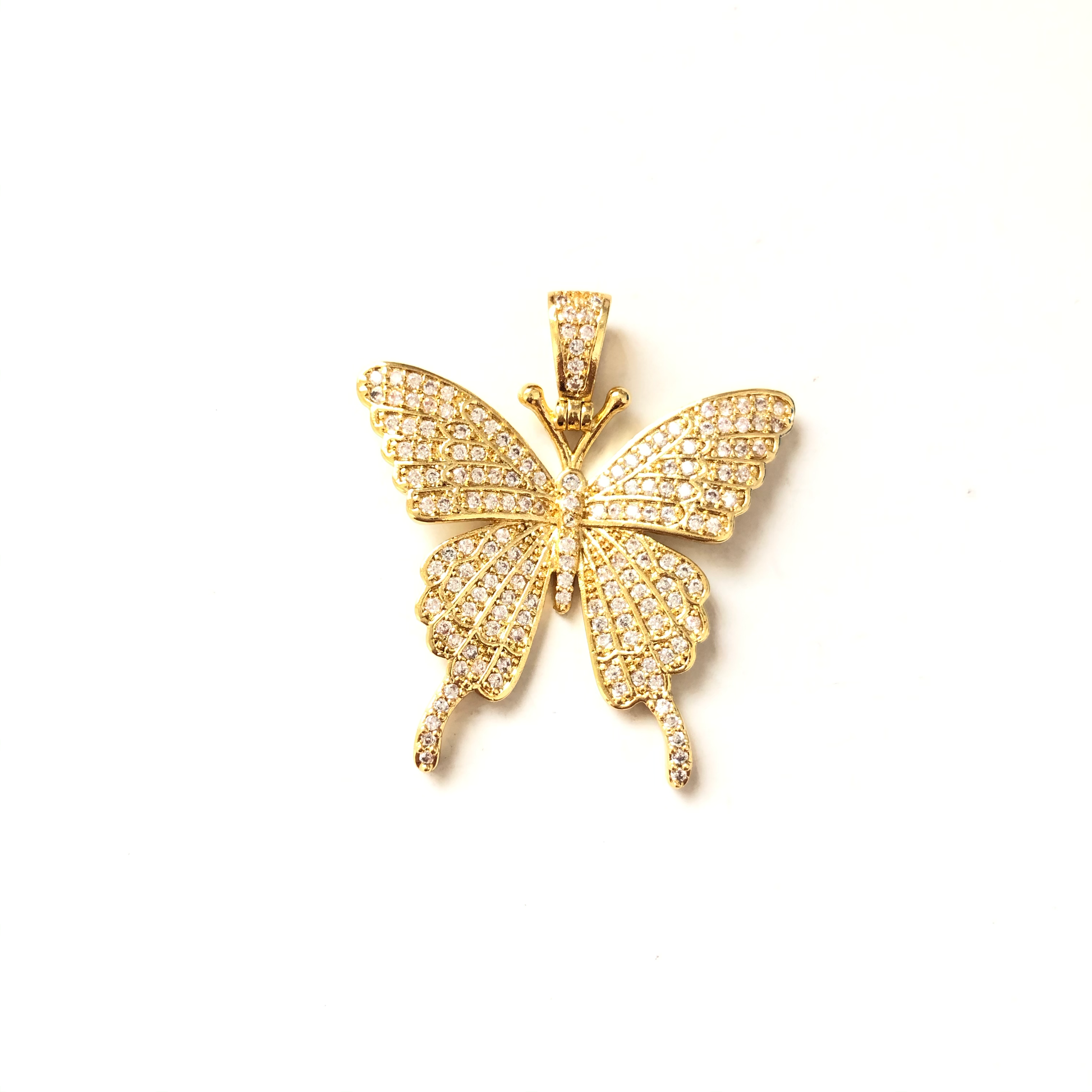 10pcs/lot 35*30mm CZ Paved Butterfly Charms Gold CZ Paved Charms Butterflies Large Sizes Charms Beads Beyond