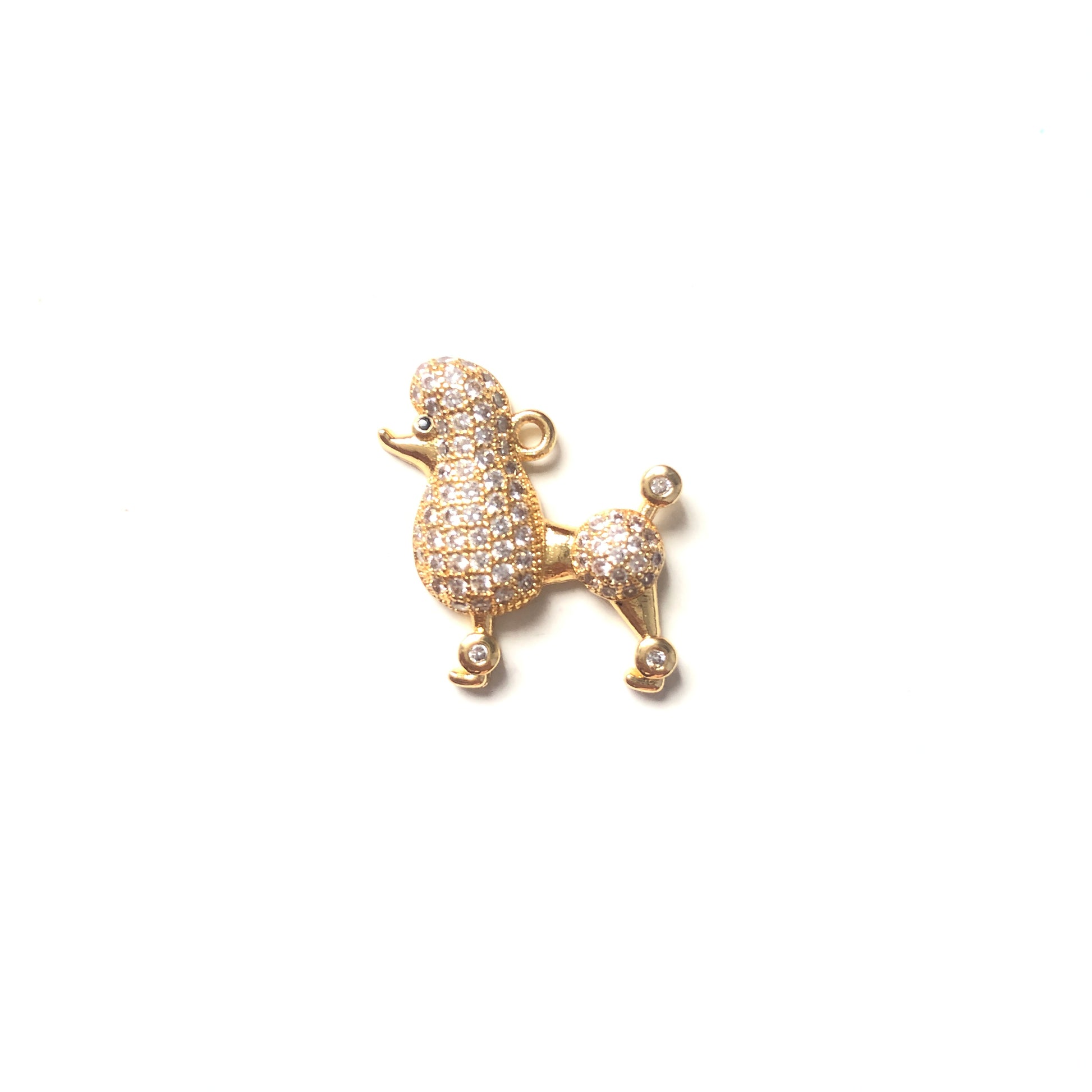 10pcs/lot 19*19mm CZ Paved Poodle Charms Gold CZ Paved Charms Animals & Insects Charms Beads Beyond