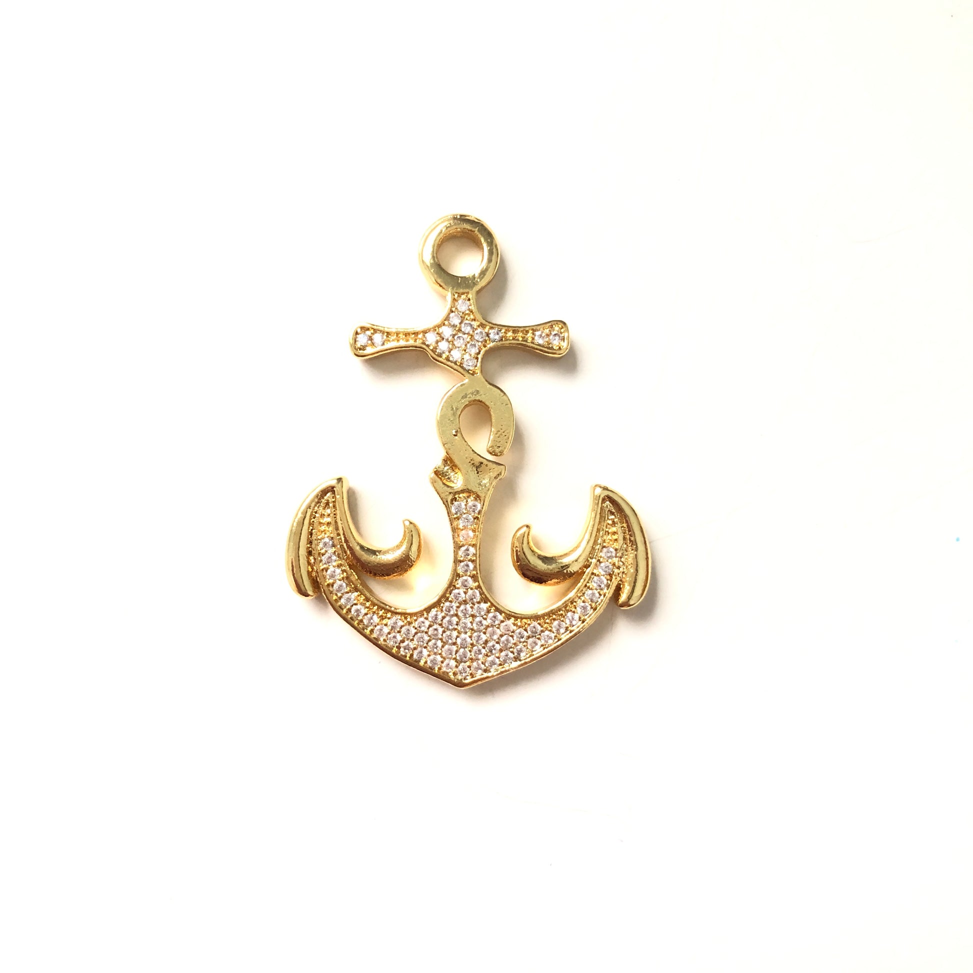 10pcs/lot 40*31mm CZ Paved Anchor Charms Gold CZ Paved Charms Large Sizes Symbols Charms Beads Beyond