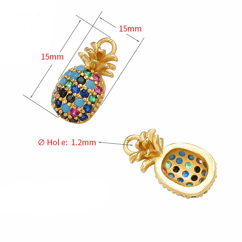 10pcs/lot 15*15mm CZ Paved Pineapple Charms CZ Paved Charms Colorful Zirconia Small Sizes Charms Beads Beyond