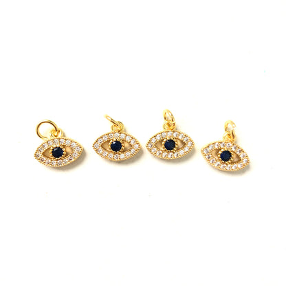 10pcs/lot 11*9mm CZ Paved Evil Eye Charms Gold CZ Paved Charms Evil Eyes Small Sizes Charms Beads Beyond