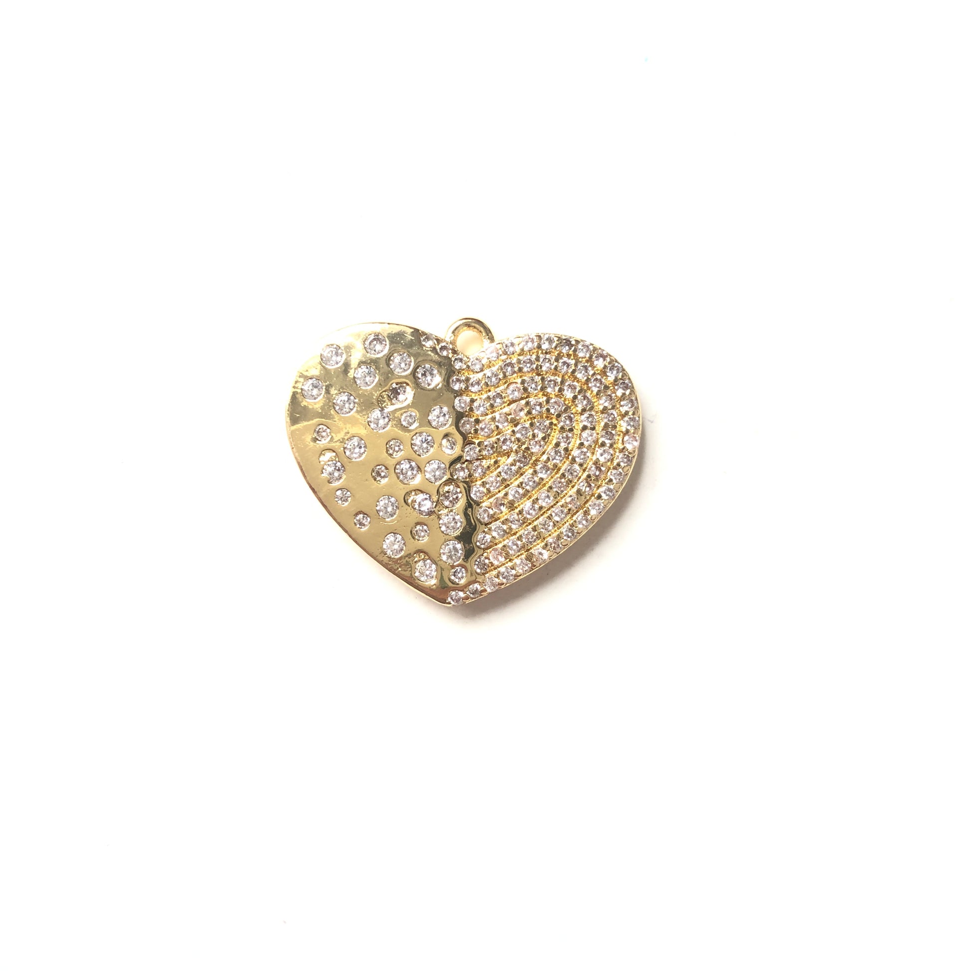 10pcs/lot 20*24.5mm CZ Paved Heart Charms Clear on Gold CZ Paved Charms Colorful Zirconia Hearts Charms Beads Beyond