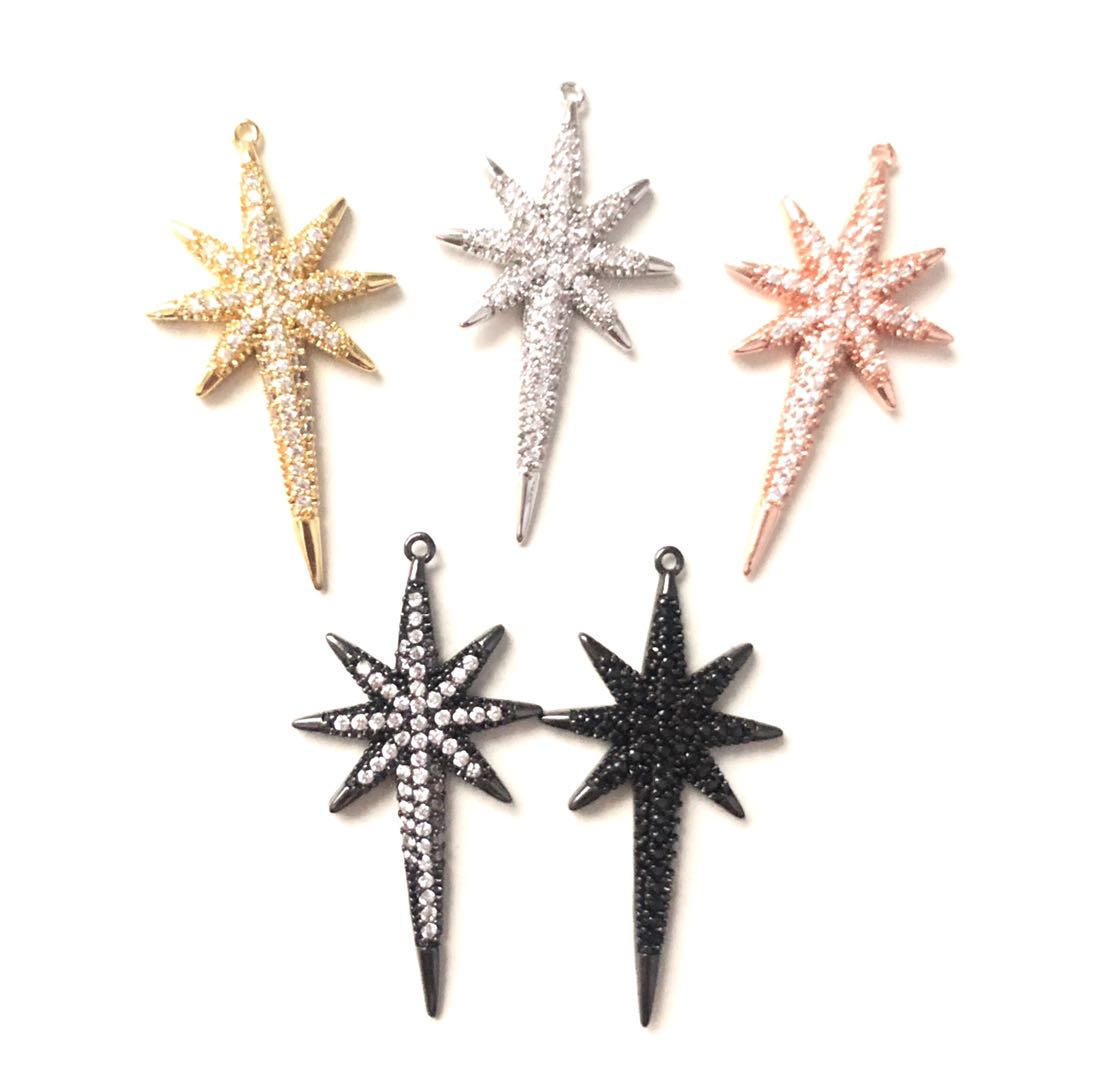 10pcs/lot 37.8*19.6mm CZ Paved Star Charms CZ Paved Charms On Sale Sun Moon Stars Charms Beads Beyond