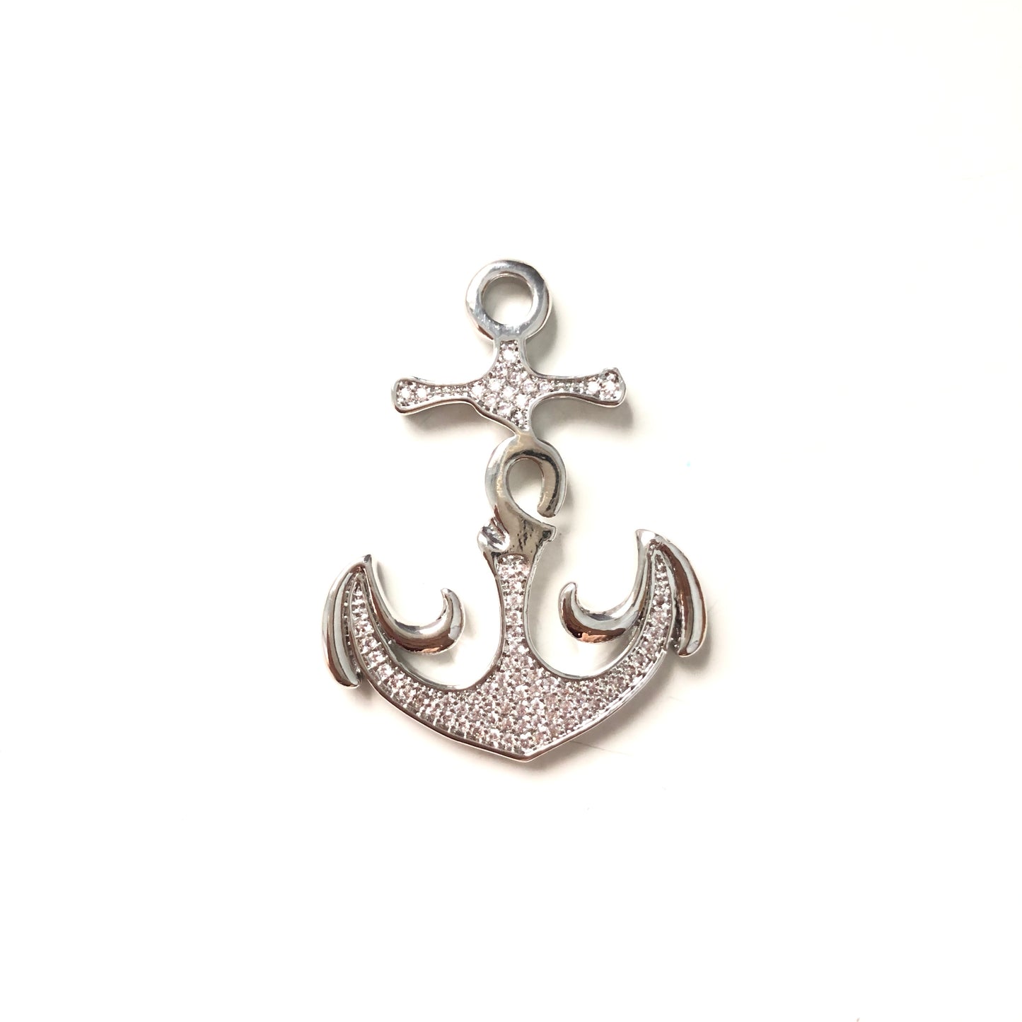 10pcs/lot 40*31mm CZ Paved Anchor Charms Silver CZ Paved Charms Large Sizes Symbols Charms Beads Beyond