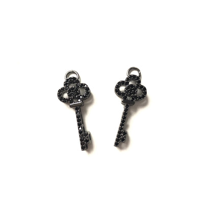 10pcs/lot 27*12mm CZ Paved Key Charms Black CZ Paved Charms Keys & Locks On Sale Charms Beads Beyond