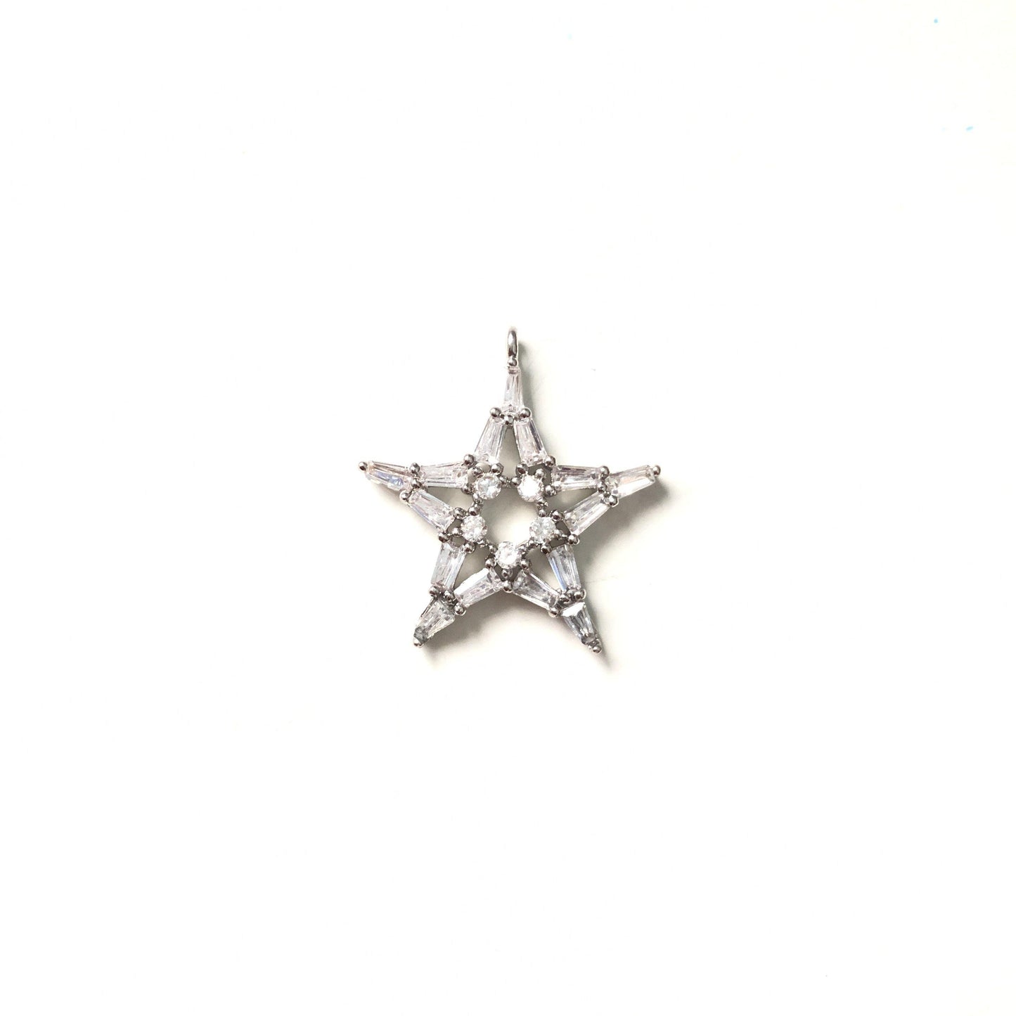 10pcs/lot 24.5*22mm Clear CZ Paved Star Charms Silver CZ Paved Charms Sun Moon Stars Charms Beads Beyond