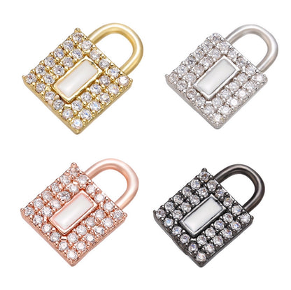 10pcs/lot 12*8mm CZ Paved Lock Charms Mix White CZ Paved Charms Keys & Locks Small Sizes Charms Beads Beyond