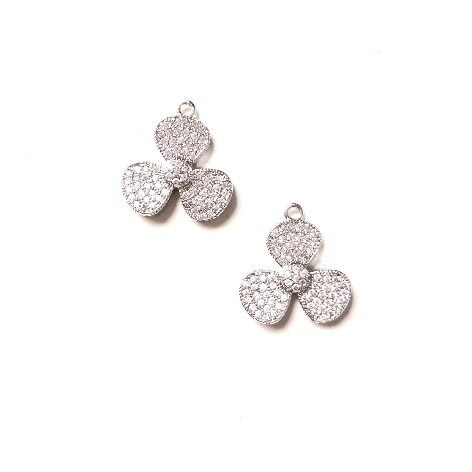 10pcs/lot 18*17mm CZ Paved Flower Charms Silver CZ Paved Charms Flowers On Sale Charms Beads Beyond