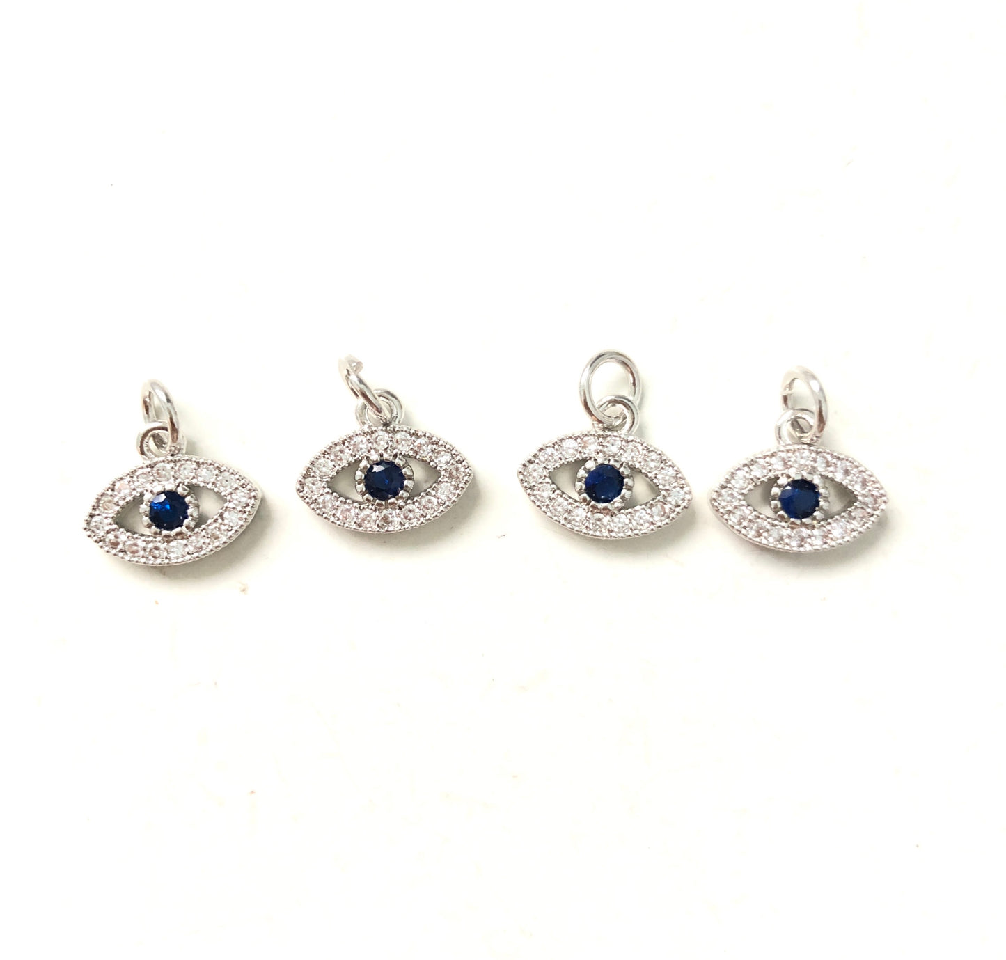 10pcs/lot 11*9mm CZ Paved Evil Eye Charms Silver CZ Paved Charms Evil Eyes Small Sizes Charms Beads Beyond