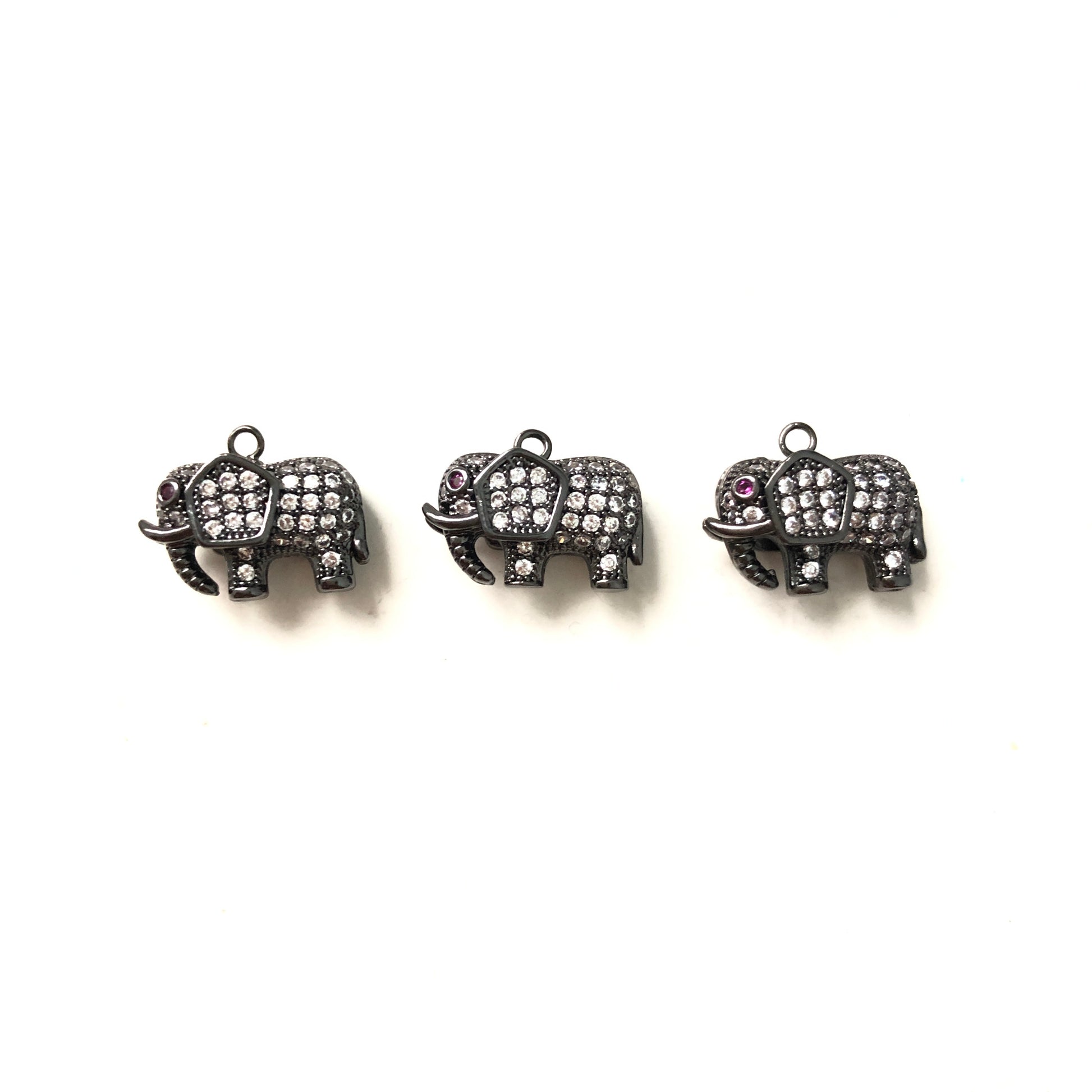 10pcs/lot 15*9mm CZ Paved Elephant Charms Black CZ Paved Charms Animals & Insects Small Sizes Charms Beads Beyond