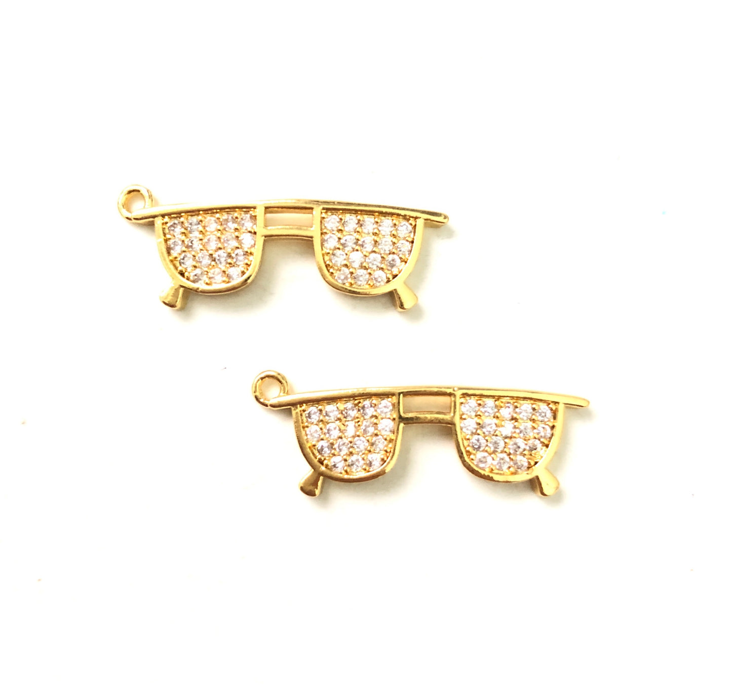10pcs/lot 9.5*26mm CZ Paved Sunglasses Charms Gold CZ Paved Charms Fashion On Sale Charms Beads Beyond
