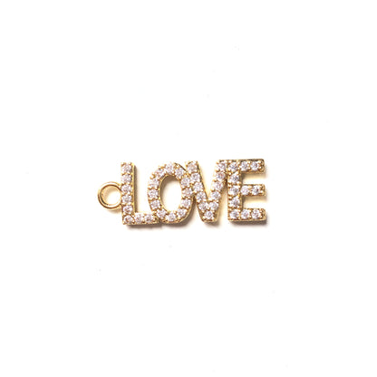 10pcs/lot Gold CZ Paved Letter Charms LOVE-10pcs CZ Paved Charms Love Letters Mother's Day Words & Quotes Charms Beads Beyond